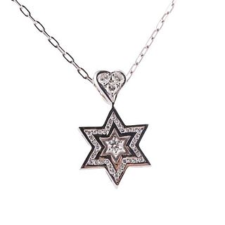 14k Gold Diamond Star of David Pendant Necklace