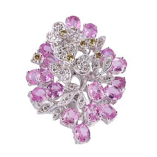 5.17ct Pink Sapphire Diamond Gold Cocktail Ring