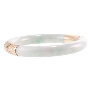 14k Gold Jade Bangle Bracelet 