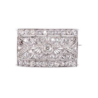 Edwardian  Filigree Platinum Diamond Brooch Pin