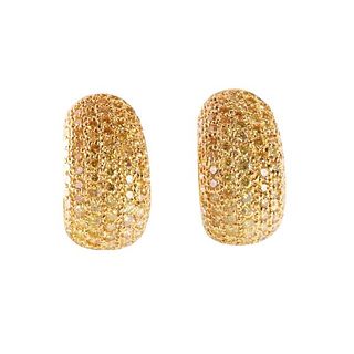 18k Gold Fancy Diamond Half Hoop Earrings