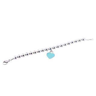 Tiffany &amp; Co Return To Silver Blue Enamel Heart Charm Bracelet