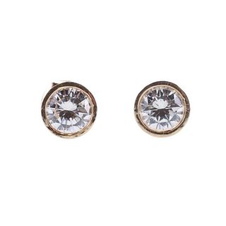 14k Gold 2.00ctw Bezel Set Diamond Stud Earrings