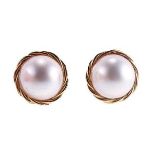 18k Gold Mabe Pearl Earrings