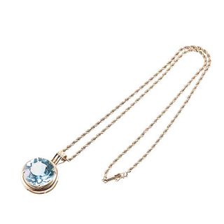 14k Gold Aquamarine Pendant Necklace 