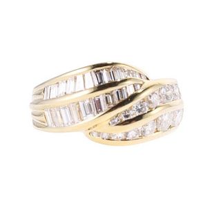 18k Gold Diamond Bypass Ring