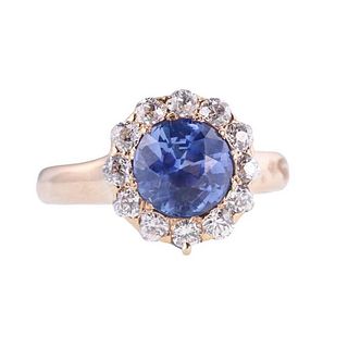 14k Gold Diamond Sapphire Ring