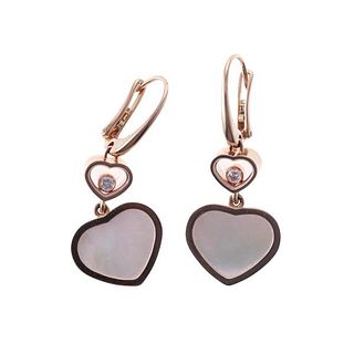 Chopard Happy Hearts MOP Diamond 18k Rose Gold Earrings
