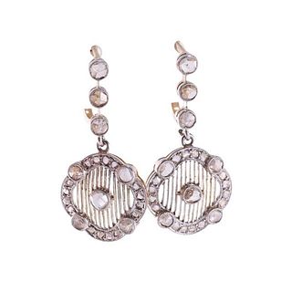 18k Gold Platinum Diamond Earrings
