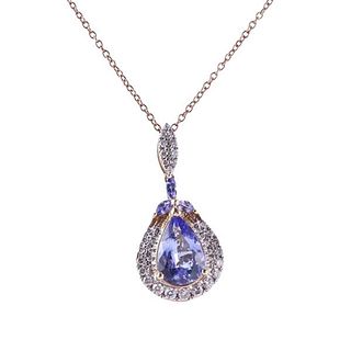 Kallati Gold Diamond Tanzanite Pendant Necklace