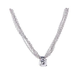 14k Gold Diamond Pendant Mesh Chain Necklace