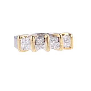 Platinum 18k Gold Diamond Half Band Ring