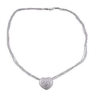 14k Gold Diamond Heart Slide Pendant  Necklace