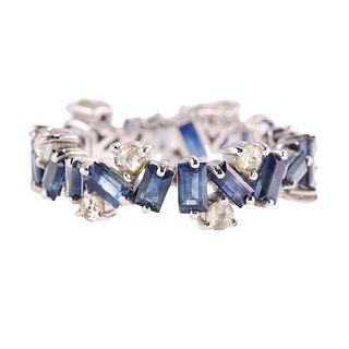 18k Gold Diamond Sapphire Eternity Band Ring
