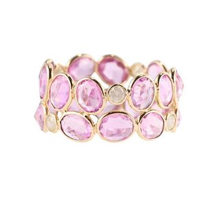 18k Gold No Heat Pink Sapphire Diamond Eternity Band Ring