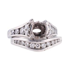 Platinum Diamond Engagement Wedding Ring Setting Set