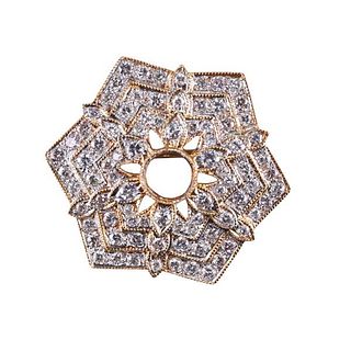 18k Gold Diamond Brooch Pin Mounting