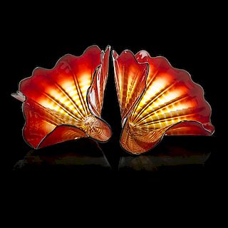 D. CHIHULY; PORTLAND PRESS Red Amber Persian Pair