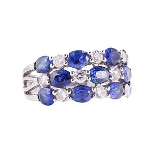 18k Gold Diamond Blue Sapphire Ring