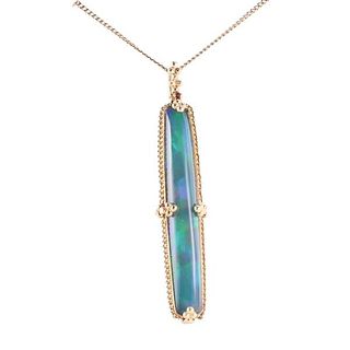 18k Yellow Gold Opal Pendant Necklace