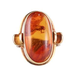 Antique 14k Gold Amber Ring