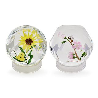 PAUL STANKARD Two faceted glass paperweights