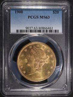 1900 $20 GOLD LIBERTY PCGS MS63