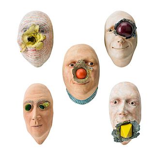 JOHN WOODWARD Five face sculptures