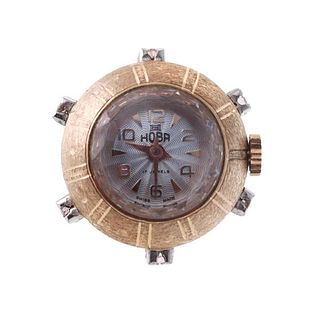 Midcentury 18k Gold Diamond Watch Pendant 