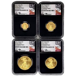 2021 4PC $5 - $50 1.85oz Gold Eagle Set NGC PF70
