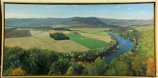 Jay Brooks (20th century) oil on canvas Fall River Valley with Farms signed lower right J. Brooks 96-97, framed by Hand Made 