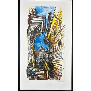 Chiam Gross (1904-1991) Lithograph, New England Street Scene, Signed