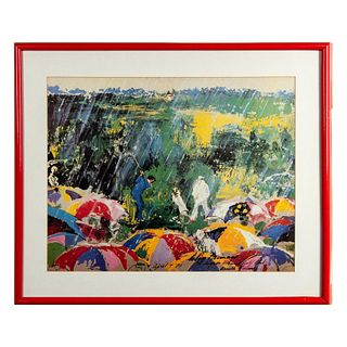 Leroy Neiman, Color Lithograph on Paper, Arnie in the Rain