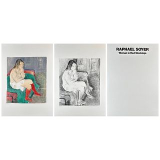 Raphael Soyer (1899 -1997), 2 Lithographs, Woman in Red Stockings Portfolio, Each lithograph is signed