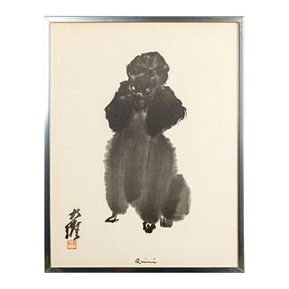 David Kwok, Monochrome Poster on Board, Qeini The Poodle