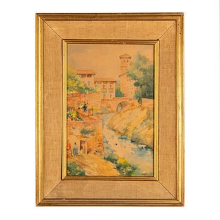 Original Watercolor on Paper, View of Granada, Signed