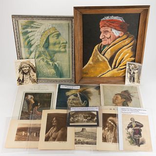 NATIVE AMERICAN PHOTOGRAPHS AND ARTWORK, LOT OF 14