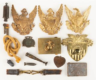 ASSORTED MILITARY INSIGNIA AND OTHER ARTICLES, LOT OF 15