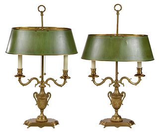 Pair of Brass Bouillotte Lamps 
