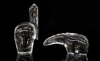 (2) FRENCH BACCARAT CRYSTAL ANIMAL CABINET FIGURES