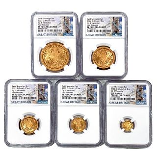 2010 GB 5PC 2.26oz Gold Sovereign Mint Master Set