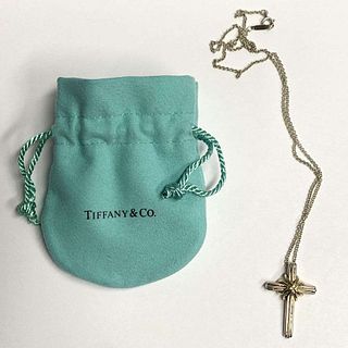 Tiffany & Co. Cross Pendant Necklace .925 Sterling Silver W/ 18k Gold