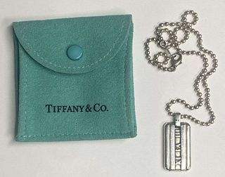 Tiffany & Co. 2003 Atlas Dog Tag Pendant Necklace .925 Sterling Silver