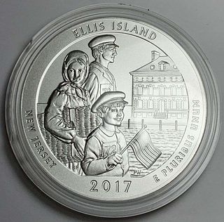2017-P ATB New Jersey "Ellis Island" 5 ozt .999 Silver