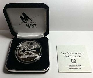 2013 Alaska Mint Fur Rendezvous "Land Of The Midnight Sun" Proof 1 ozt .999 Silver