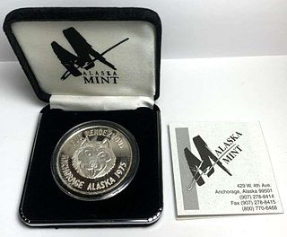 1975 Alaska Mint "Fur Rendezvous" Proof 1 ozt .999 Silver