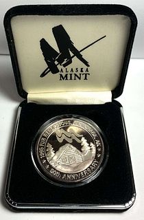 Toned 1995 Alaska Mint "Fur Rendezvous" Proof .999 Silver 1 ozt