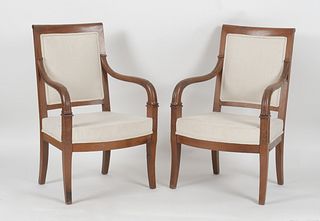 Pair of Directoire Carved Walnut Fauteuils, 18th Century