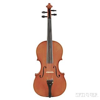 Czech Violin, John Juzek, Prague, 1979, no. 135, labeled Master art copy of: Guarnerius, length of back 356 mm.