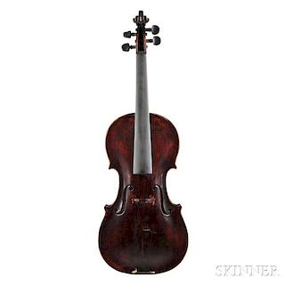 English Violin, John Barrett, London, 1723, labeled Made by John Barrett at ye Harp/& Crown in Pickadilly London 1723, length